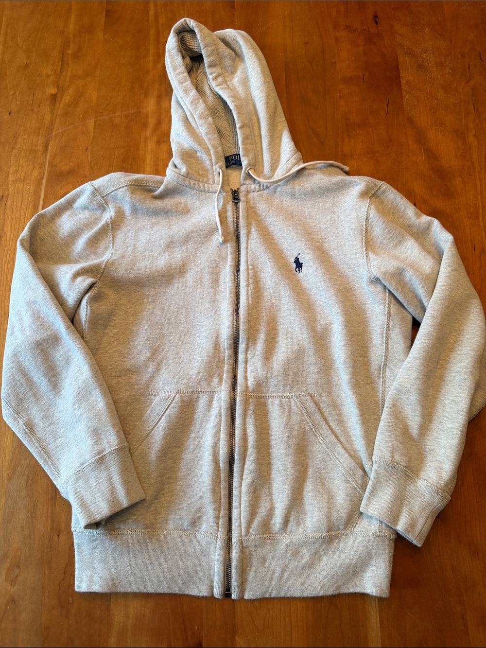 Polo Ralph Lauren Light Gray Hoodie with Navy Label